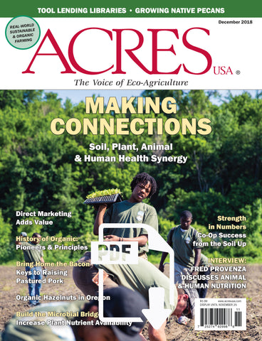 Acres USA magazine December 2018 Front Cover 